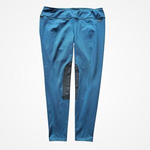 Kerrits Teal Blue Herringbone Equestrian Riding Tights Knee Patch Women XXL